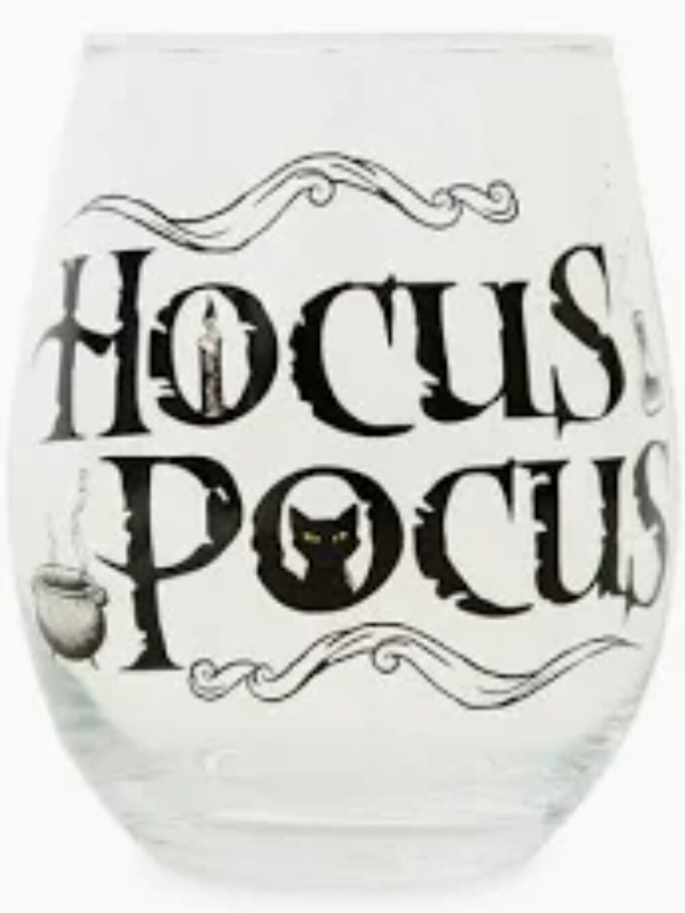 Halloween NEW Disney 'Hocus Pocus' Tear Drop Stemless Wine 20oz Glass (Set of 3)